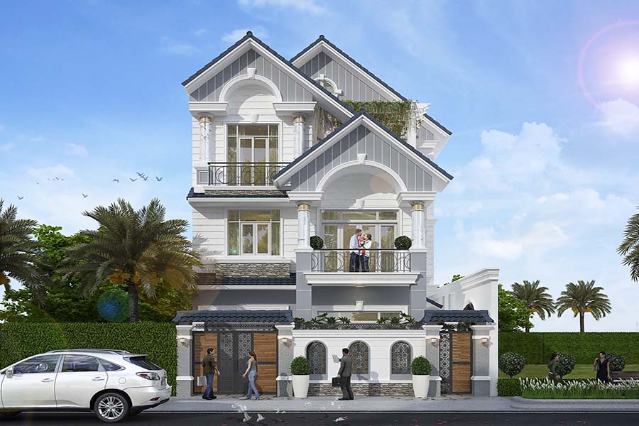 Biệt thự sắc trắng tinh khôi